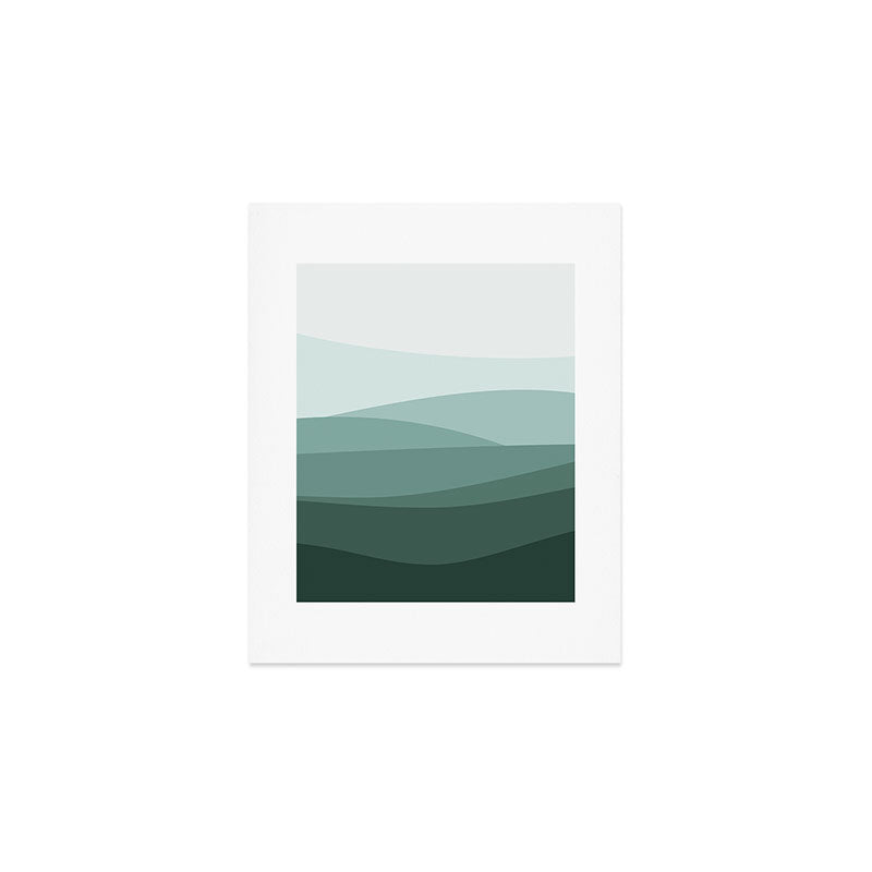 Mountain, Landscape, Green, Ombre Paintings Art Print Gallery Image 1