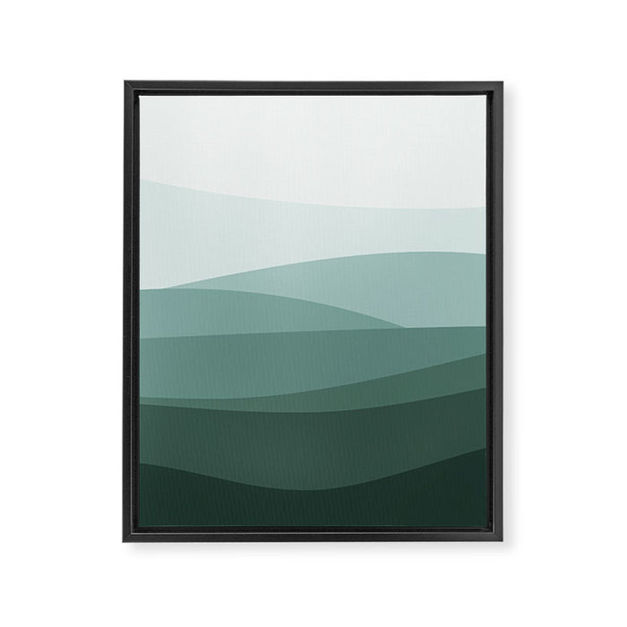 Mountain, Landscape, Green, Ombre Paintings Framed Canvas Print Gallery Image 1