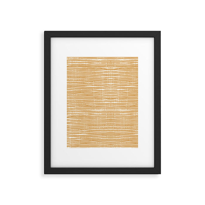 Mustard Yellow Striped Abstract Pattern Framed Art Print Gallery Image 1
