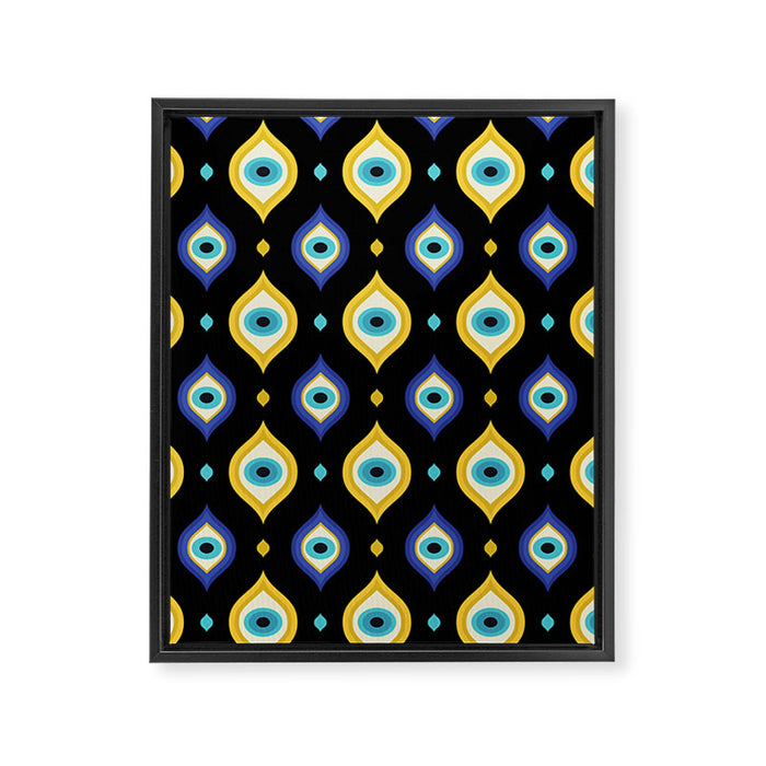 Mystic Evil Eyes on Black Framed Canvas Print Gallery Image 1