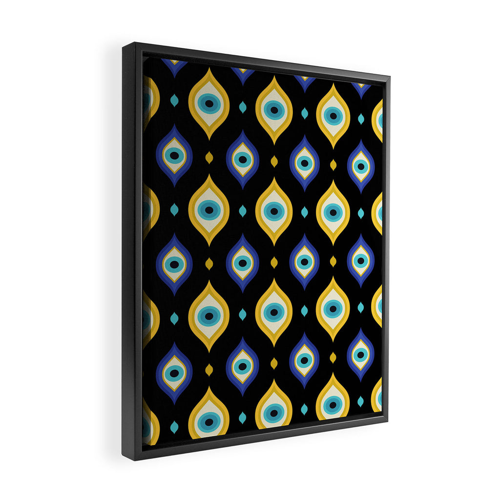 Mystic Evil Eyes on Black Framed Canvas Print Gallery Image 2