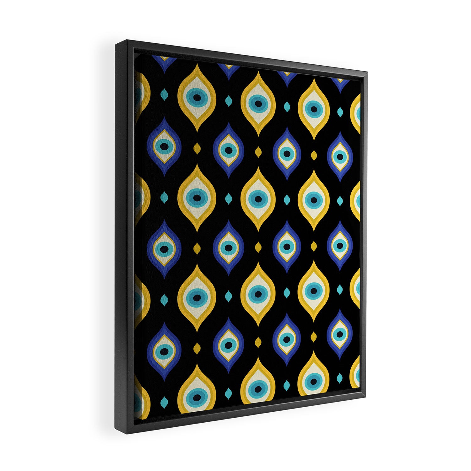 Mystic Evil Eyes on Black Framed Canvas Print Gallery Image 2