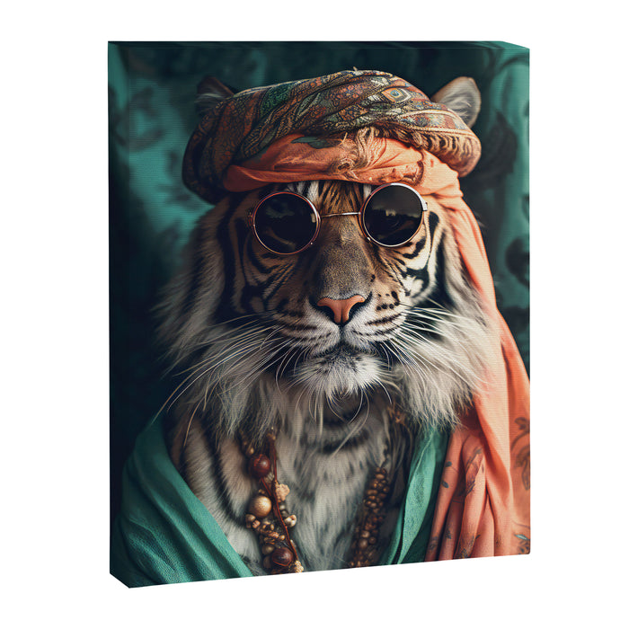 Namastig, Retro Portrait Tiger Prints Canvas Print Gallery Image 1