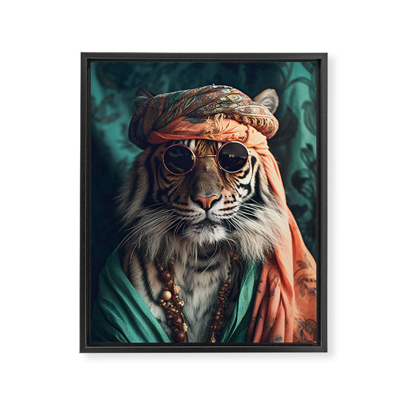 Namastig, Retro Portrait Tiger Prints Framed Canvas Print Gallery Image 6
