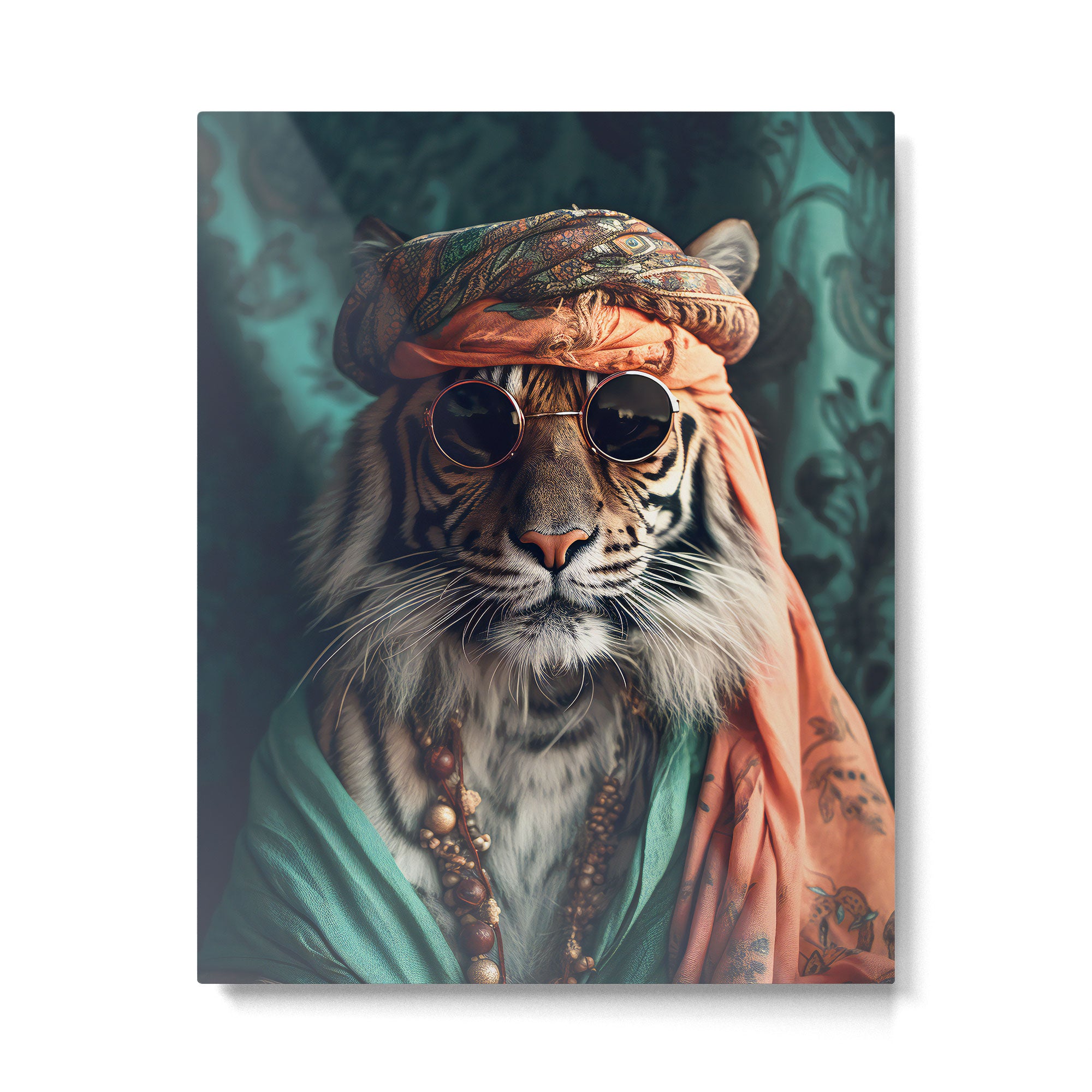 Namastig, Retro Portrait Tiger Prints Metal Print Gallery Image 4