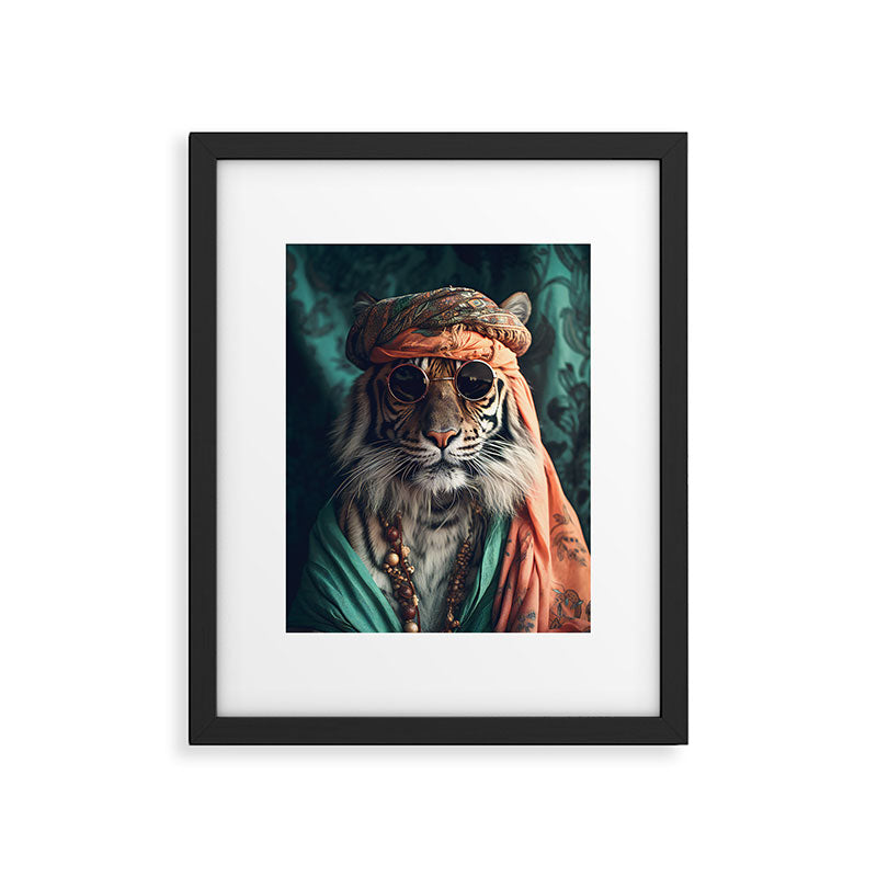 Namastig, Retro Portrait Tiger Prints Framed Art Print Gallery Image 4