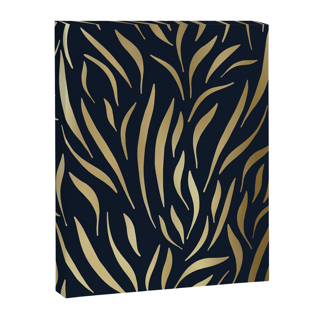 Navy and Gold Abstract Leaves Canvas Print Gallery Image 8