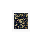 Navy and Gold Abstract Leaves Art Print Gallery Image 1