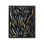 Navy and Gold Abstract Leaves Framed Canvas Print Gallery Image 8