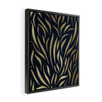 Navy and Gold Abstract Leaves Framed Canvas Print Gallery Image 2