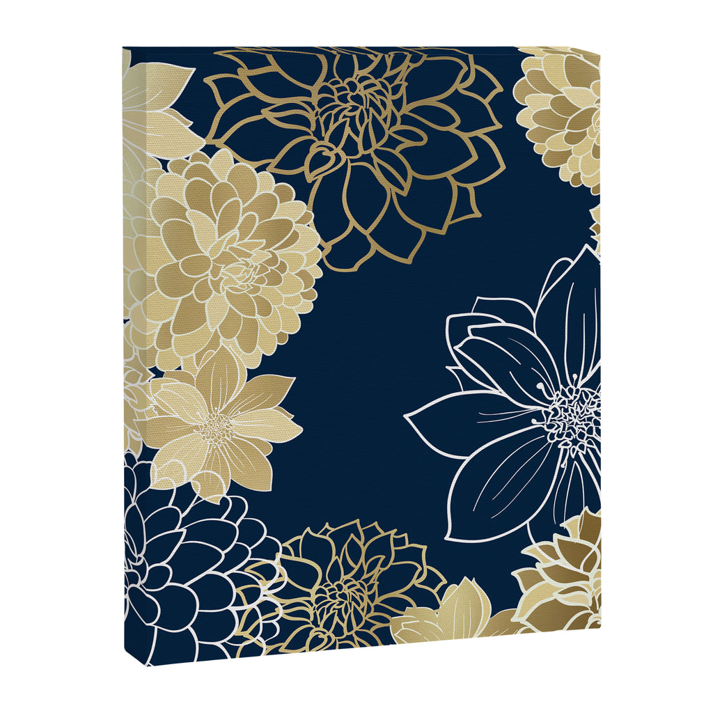 Navy, Gold and White Floral Garden Canvas Print Gallery Image 8