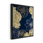 Navy, Gold and White Floral Garden Framed Canvas Print Gallery Image 2