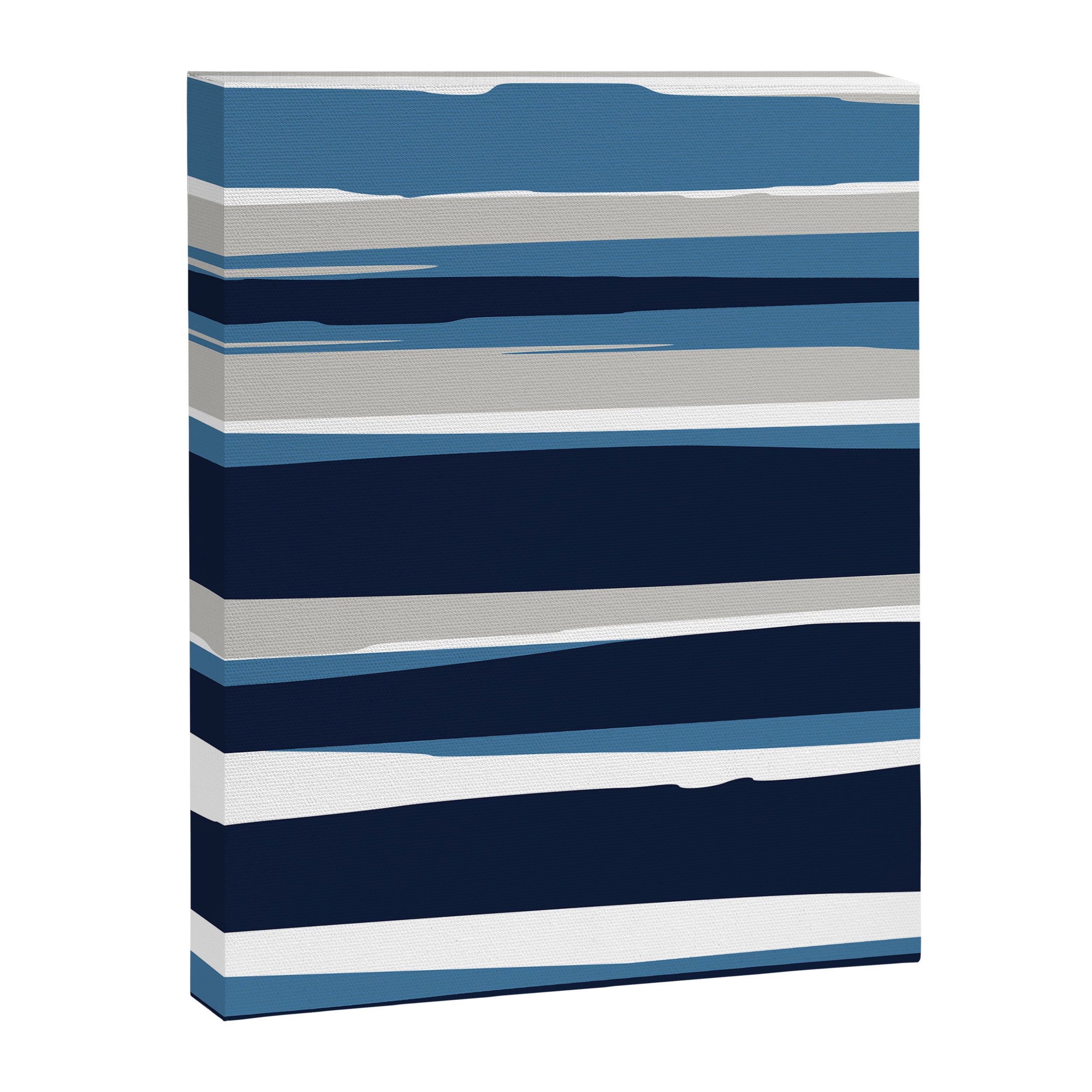 Ocean Beach Striped Landscape, Navy, Blue, Gray Canvas Print Gallery Image 8