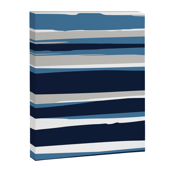 Ocean Beach Striped Landscape, Navy, Blue, Gray Canvas Print Gallery Image 1