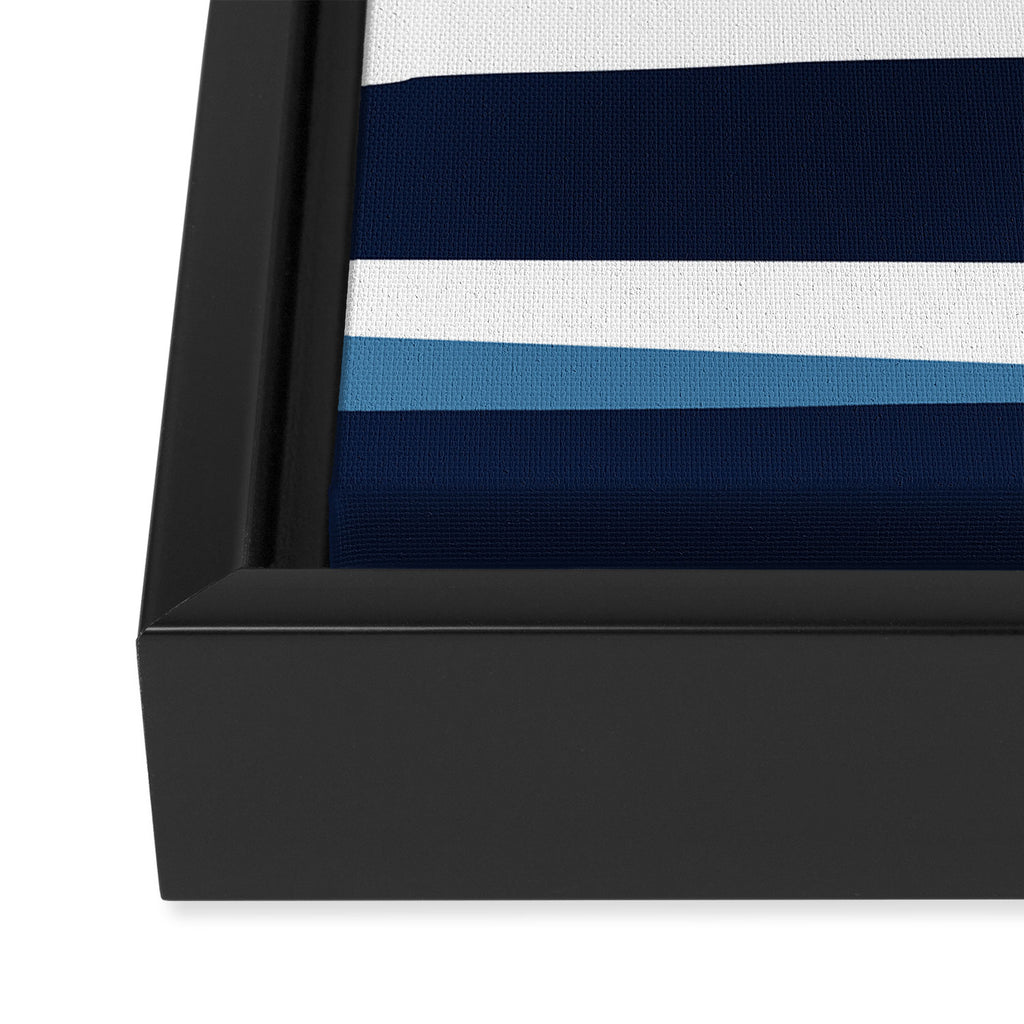 Ocean Beach Striped Landscape, Navy, Blue, Gray Framed Canvas Print Gallery Image 3