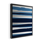 Ocean Beach Striped Landscape, Navy, Blue, Gray Framed Canvas Print Gallery Image 2