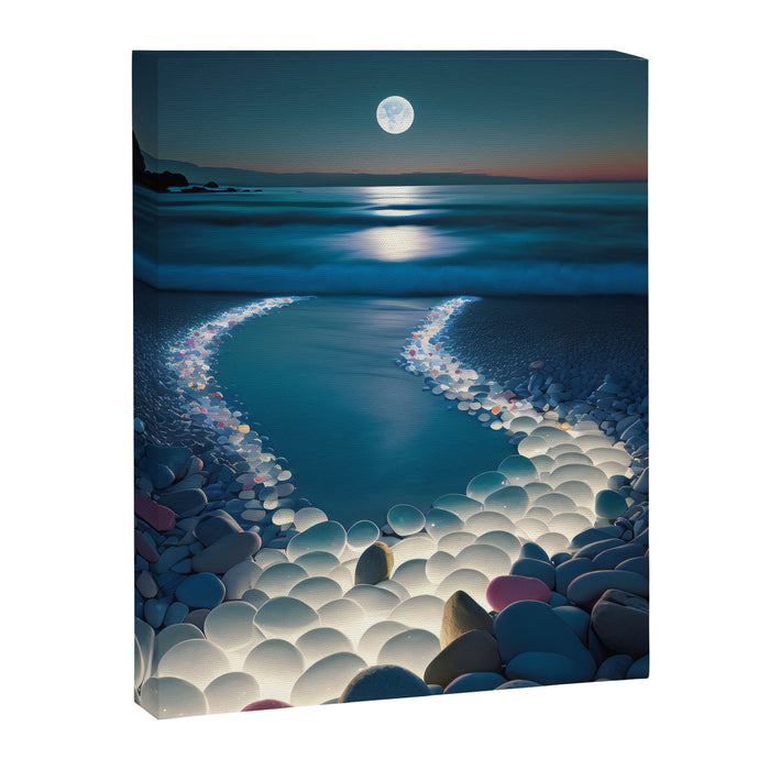 Ocean Moonlight Beach Prints Canvas Print Gallery Image 1