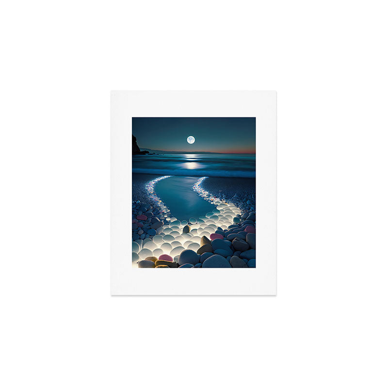 Ocean Moonlight Beach Prints Art Print Gallery Image 1