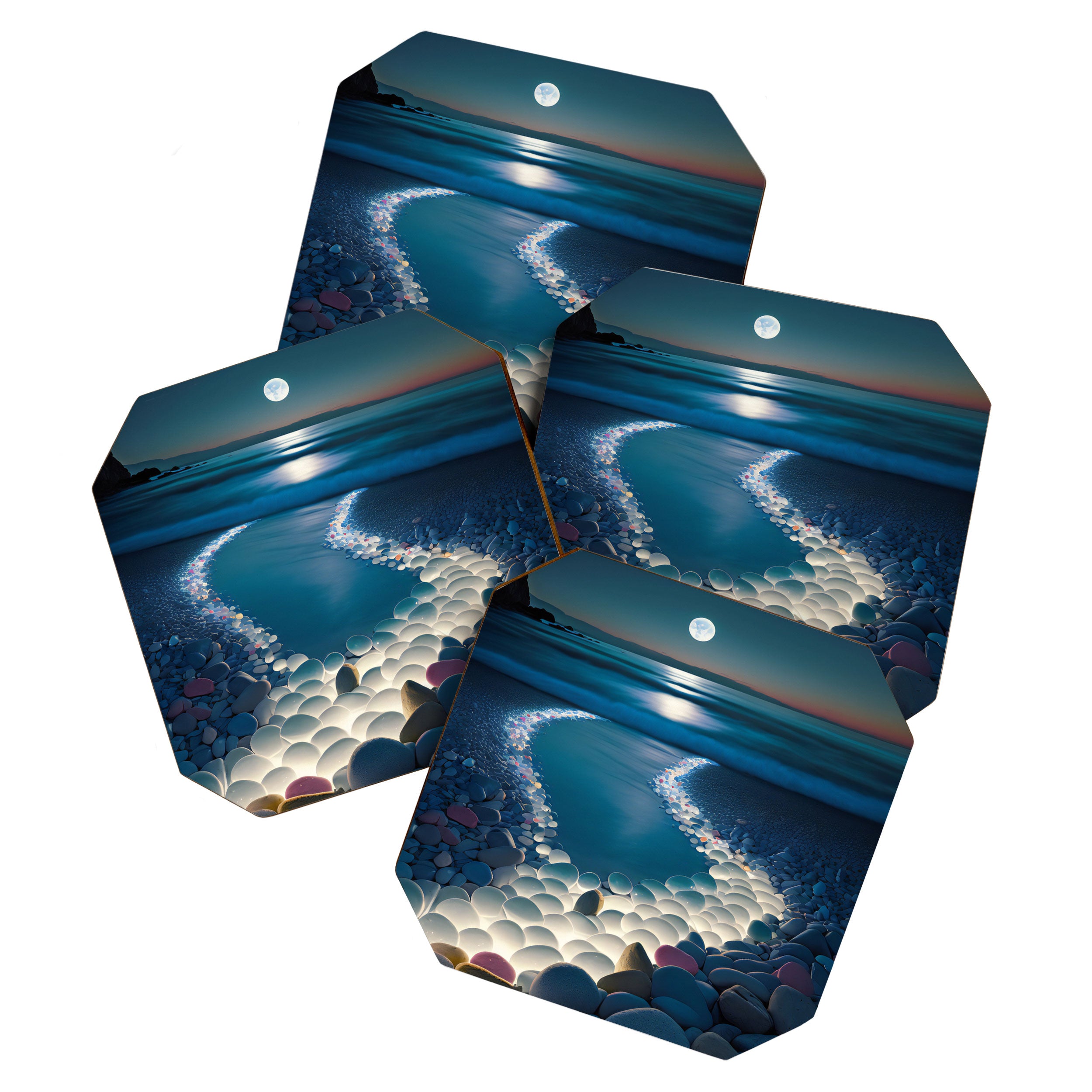 Ocean Moonlight Beach Prints Coaster Gallery Image 1