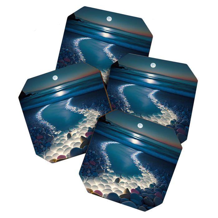 Ocean Moonlight Beach Prints Coaster Gallery Image 1