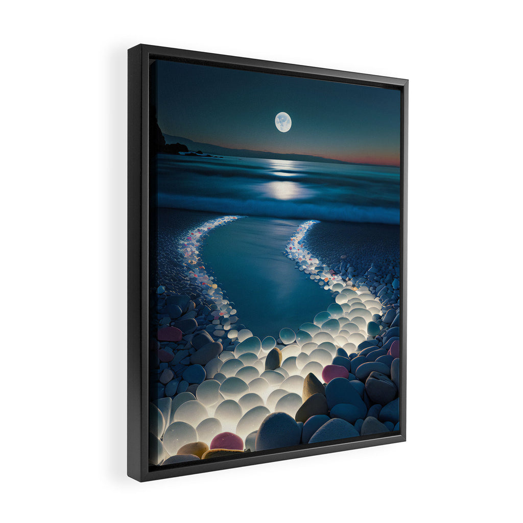 Ocean Moonlight Beach Prints Framed Canvas Print Gallery Image 2