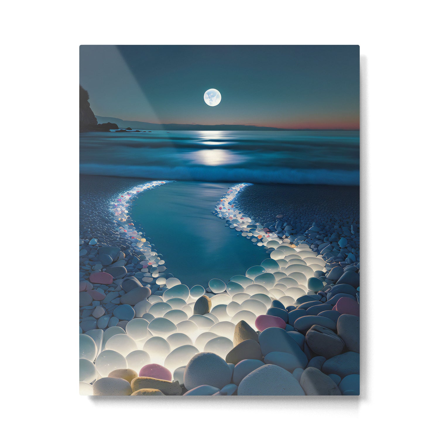 Ocean Moonlight Beach Prints Metal Print Gallery Image 6