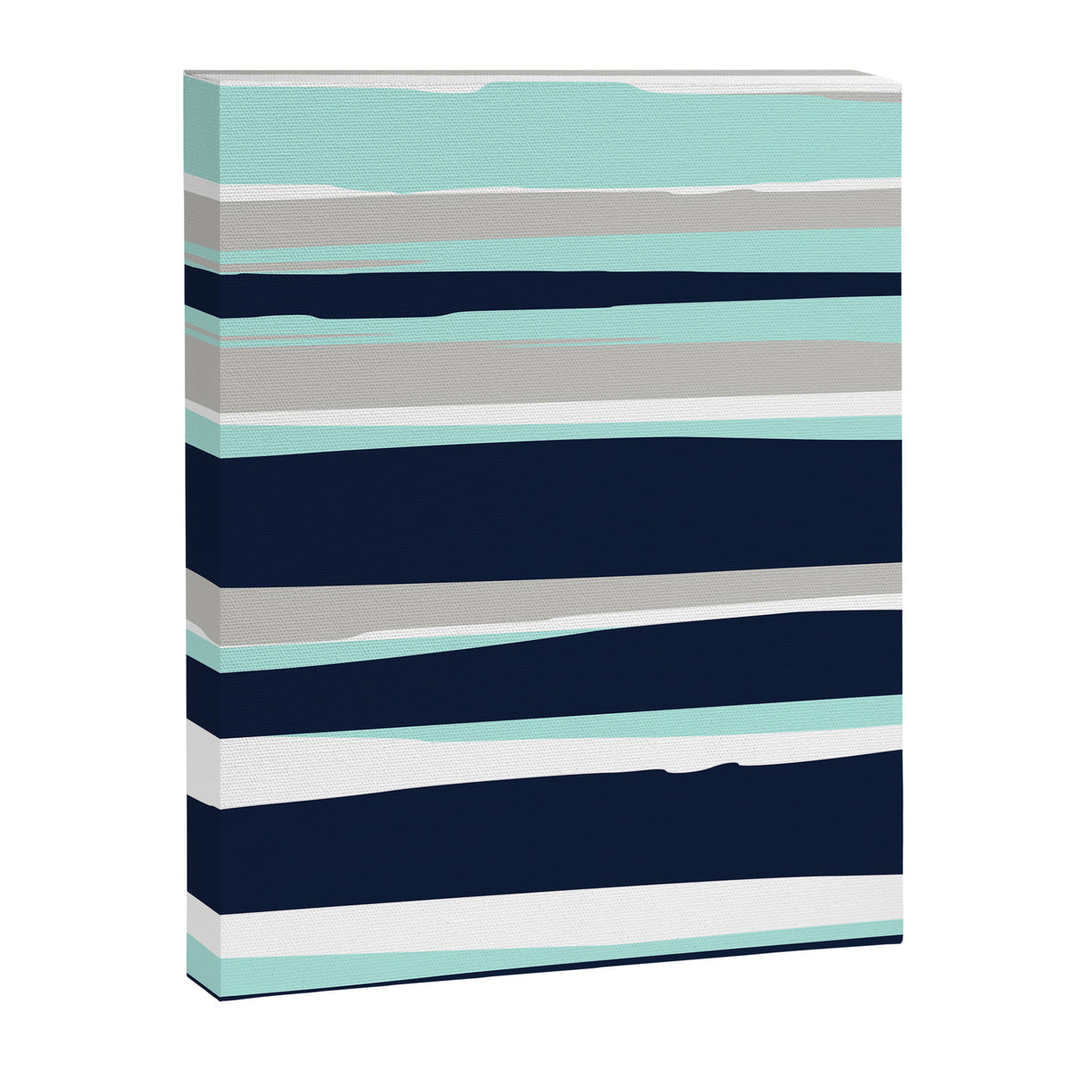 Ocean, Stripe Abstract Pattern, Navy, Aqua, Gray Canvas Print Gallery Image 8