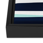 Ocean, Stripe Abstract Pattern, Navy, Aqua, Gray Framed Canvas Print Gallery Image 3