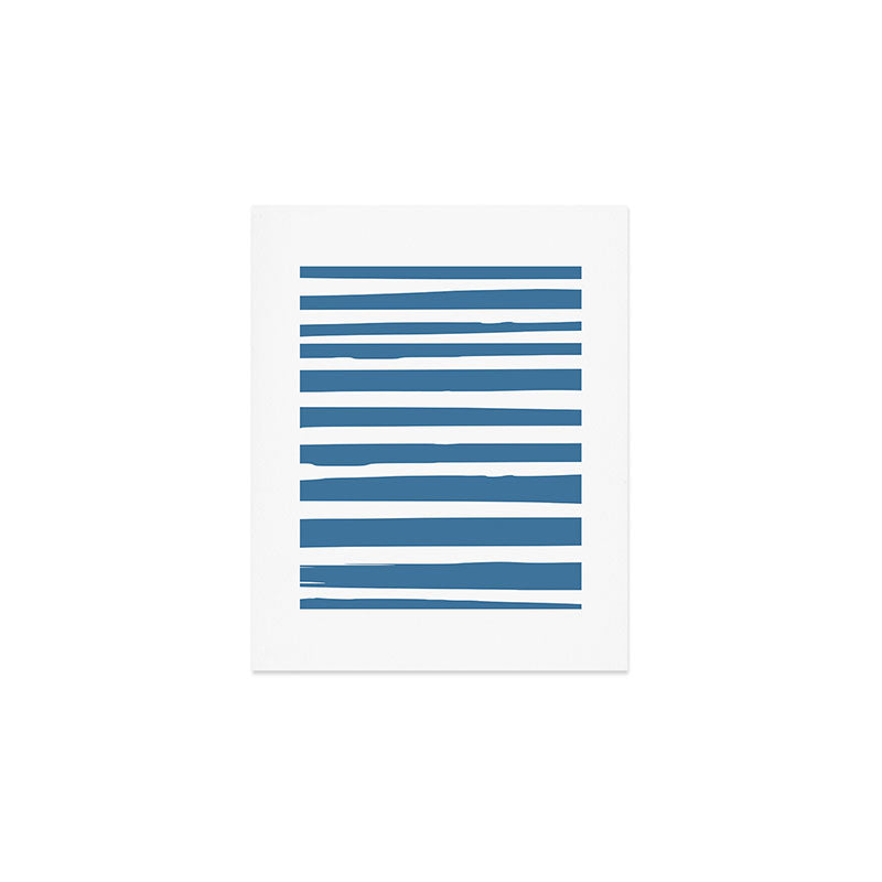 Ocean Stripes, Abstract, Blue and White, Striped Pattern Art Print Gallery Image 1
