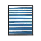 Ocean Stripes, Abstract, Blue and White, Striped Pattern Framed Canvas Print Gallery Image 8