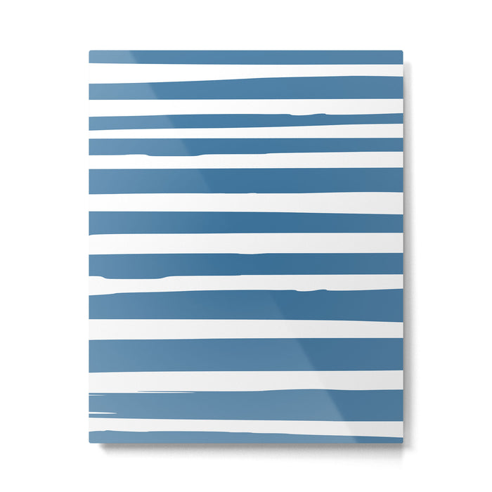 Ocean Stripes, Abstract, Blue and White, Striped Pattern Metal Print Gallery Image 1
