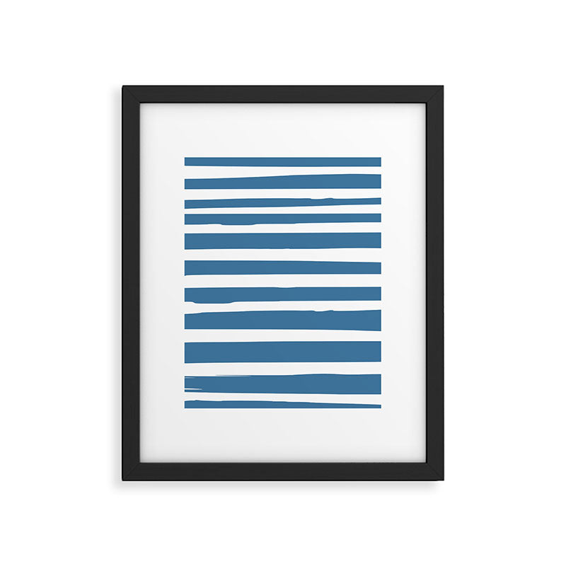Ocean Stripes, Abstract, Blue and White, Striped Pattern Framed Art Print Gallery Image 6