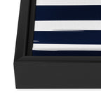 Ocean Stripes, Modern, Abstract, Navy Blue and White Framed Canvas Print Gallery Image 3