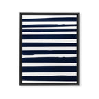 Ocean Stripes, Modern, Abstract, Navy Blue and White Framed Canvas Print Gallery Image 8