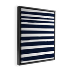 Ocean Stripes, Modern, Abstract, Navy Blue and White Framed Canvas Print Gallery Image 2