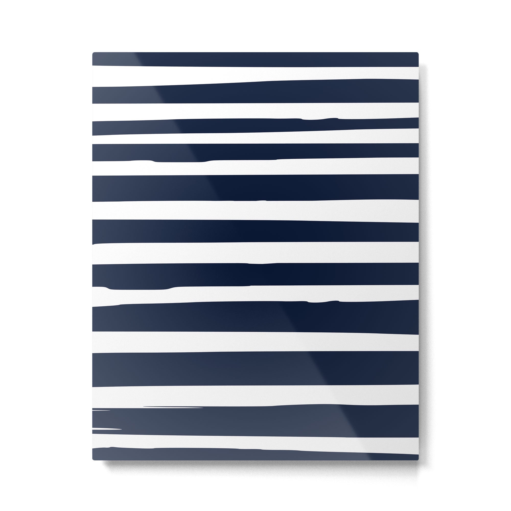 Ocean Stripes, Modern, Abstract, Navy Blue and White Metal Print Gallery Image 6