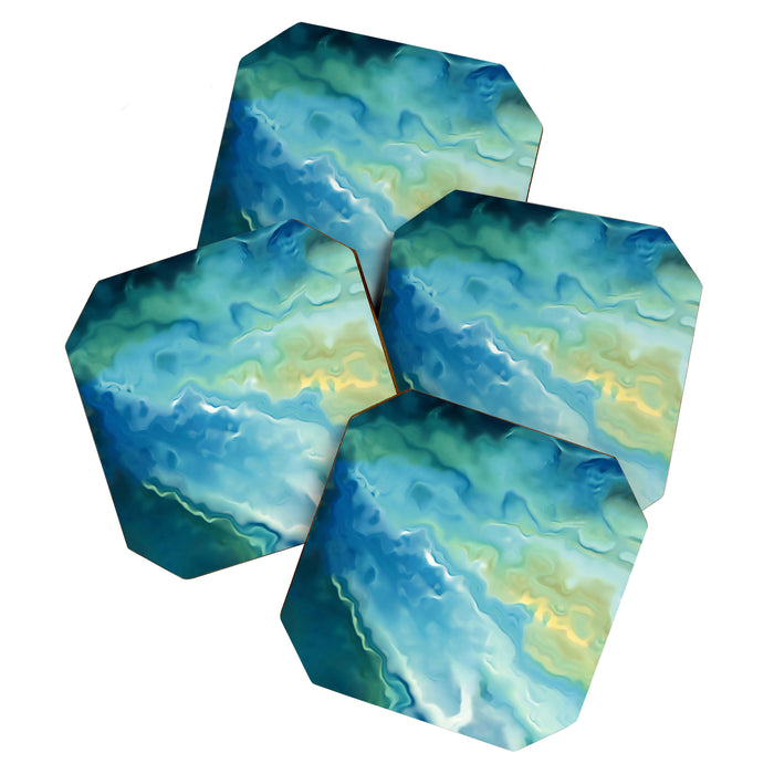 Ocean Waves, Watercolor, Abstract Coaster Gallery Image 1