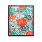 Orange and Teal Floral Abstract Print Framed Canvas Print Gallery Image 8