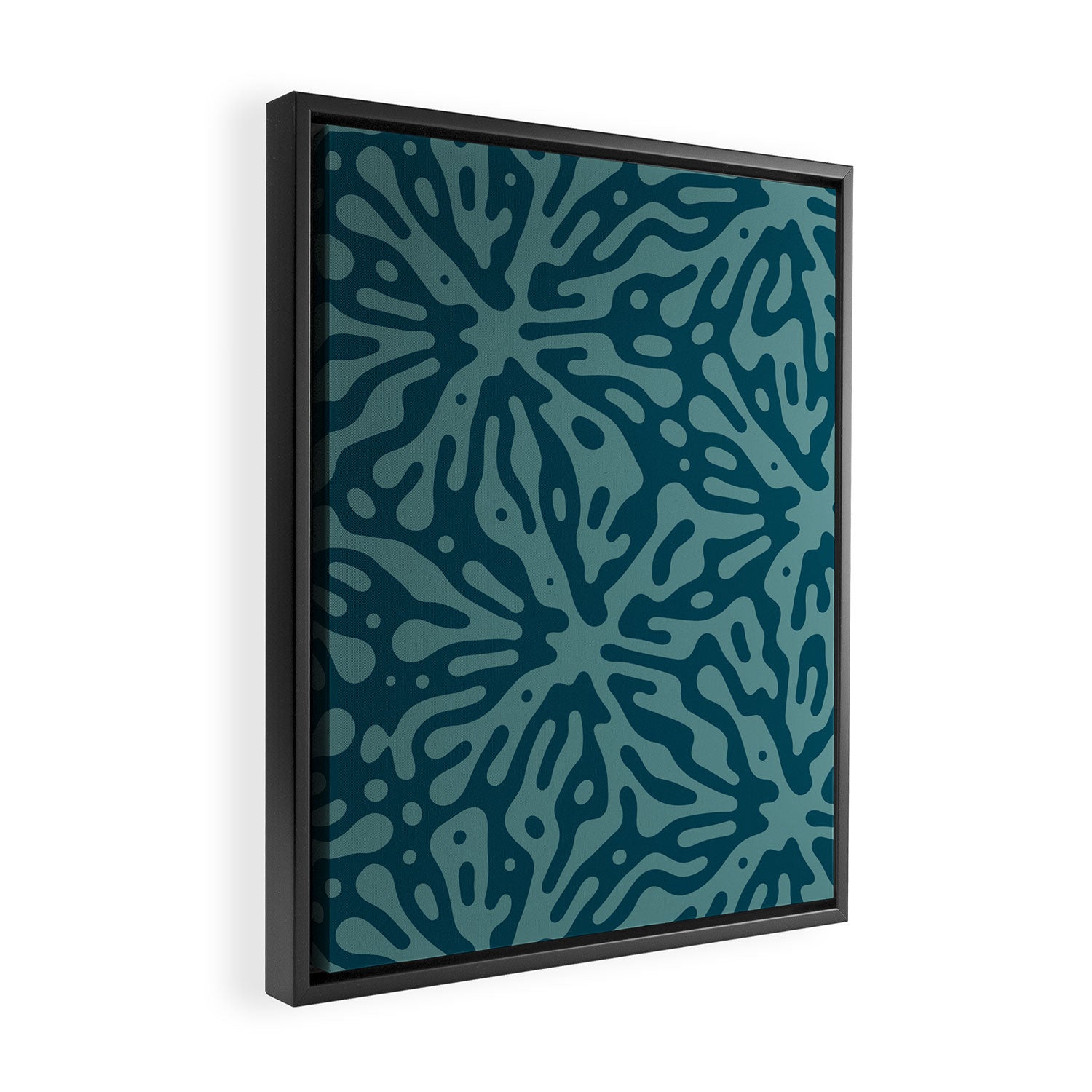 Organic Matter in Dark Teal Framed Canvas Print Gallery Image 2