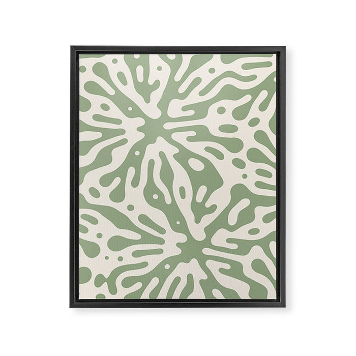 Organic Matter in Ivory and Green Framed Canvas Print Gallery Image 1