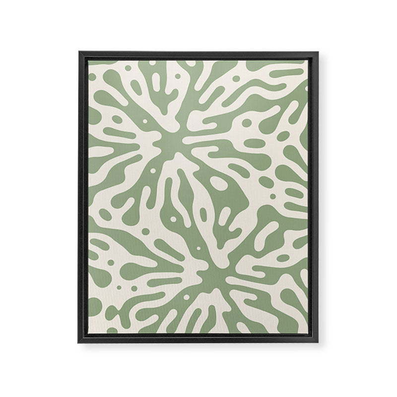 Organic Matter in Ivory and Green Framed Canvas Print Gallery Image 8