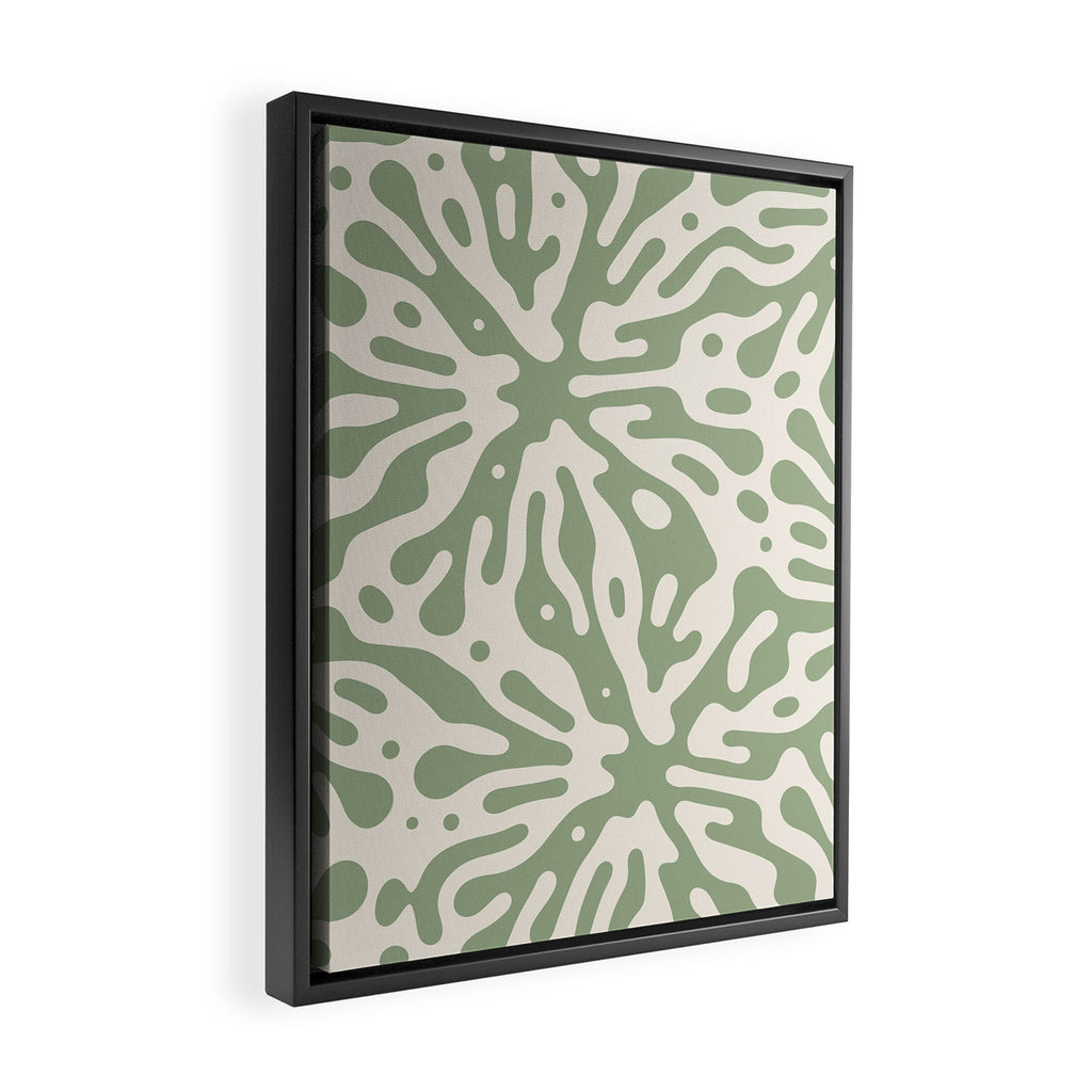 Organic Matter in Ivory and Green Framed Canvas Print Gallery Image 2