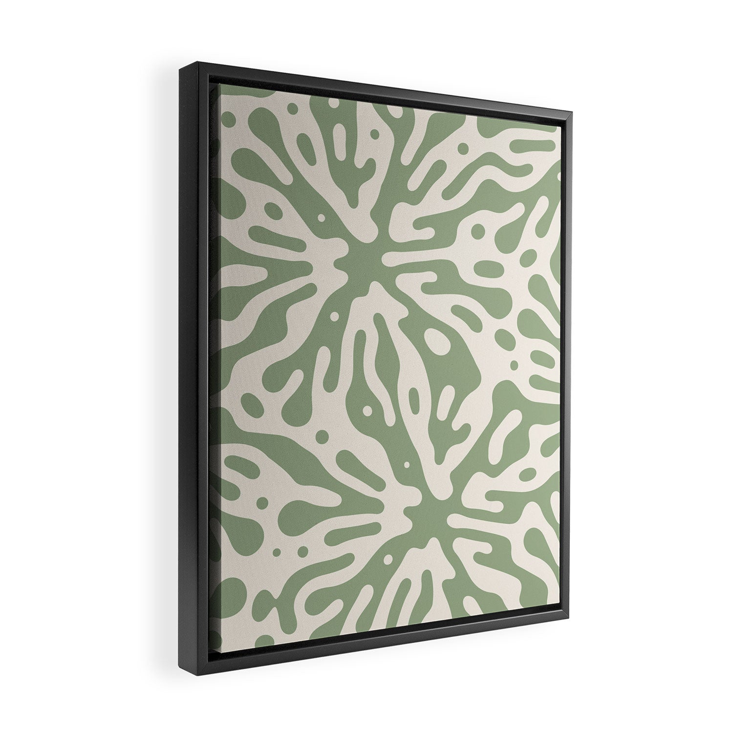 Organic Matter in Ivory and Green Framed Canvas Print Gallery Image 2