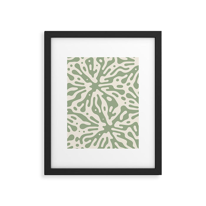 Organic Matter in Ivory and Green Framed Art Print Gallery Image 1
