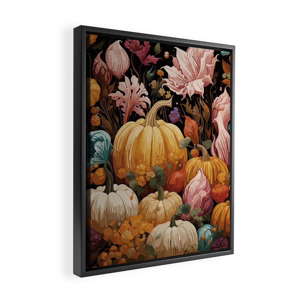 Patchwork of Autumn Pumpkin Art Framed Canvas Print Gallery Image 2