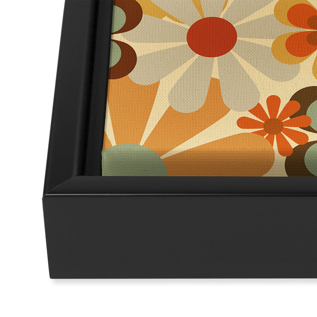 Patterned Retro 70's Floral Prints Framed Canvas Print Gallery Image 3