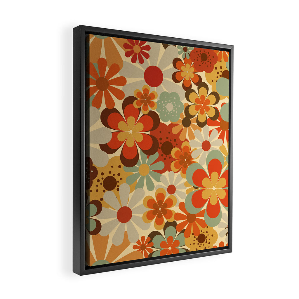 Patterned Retro 70's Floral Prints Framed Canvas Print Gallery Image 2