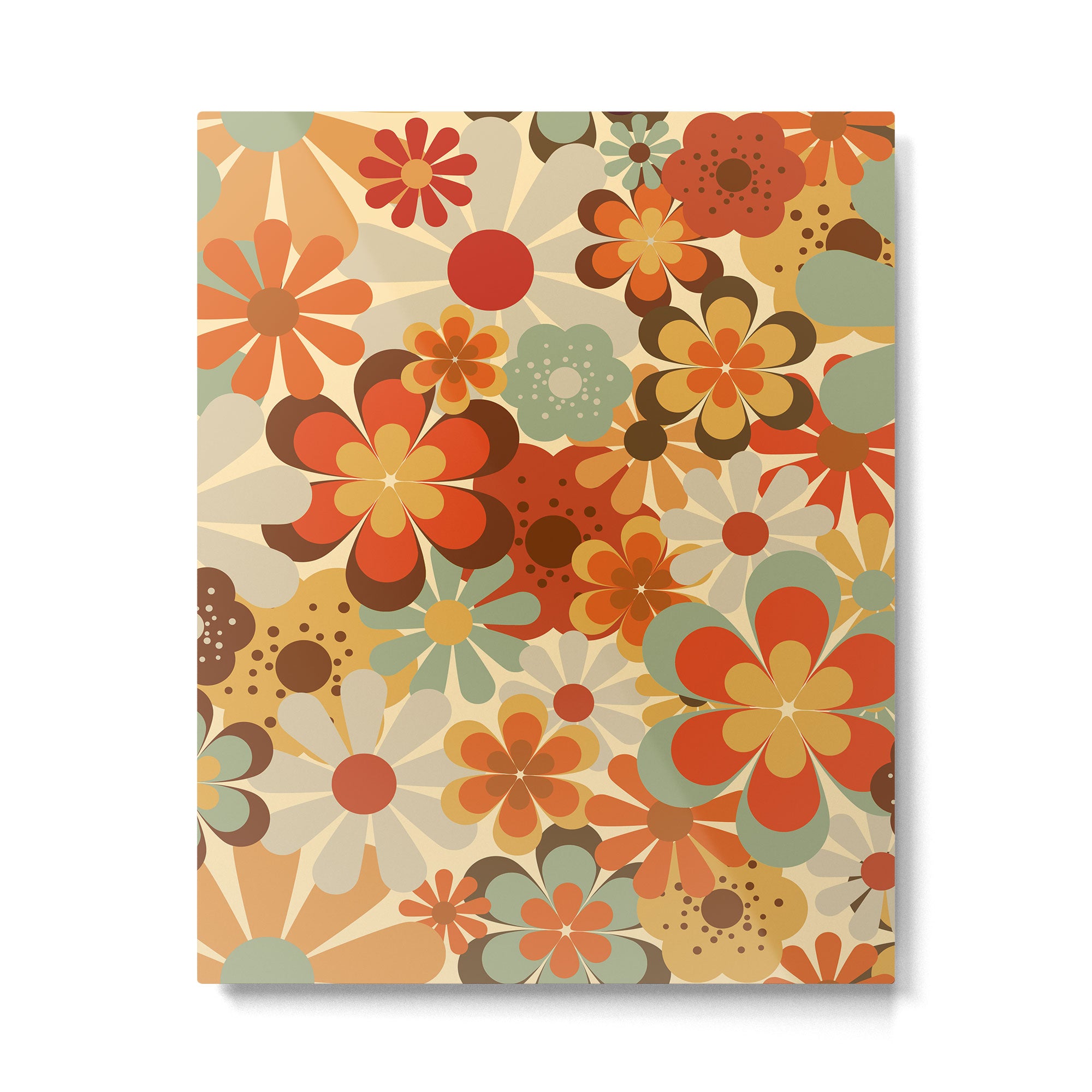 Patterned Retro 70's Floral Prints Metal Print Gallery Image 6