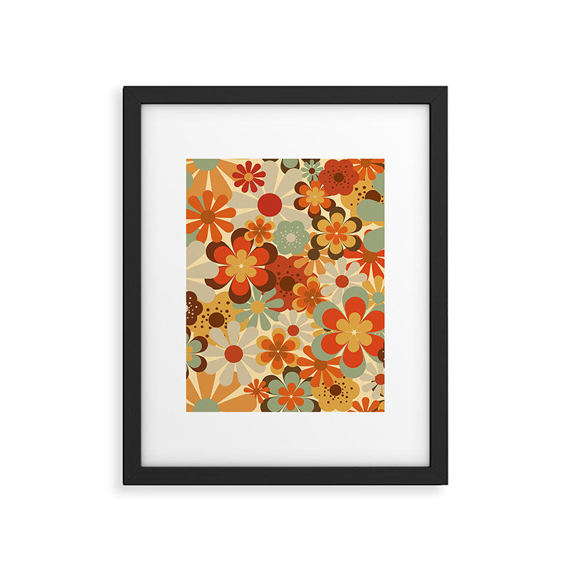 Patterned Retro 70's Floral Prints Framed Art Print Gallery Image 6
