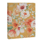 Peach Florals with Painted Speckles on Yellow Canvas Print Gallery Image 8